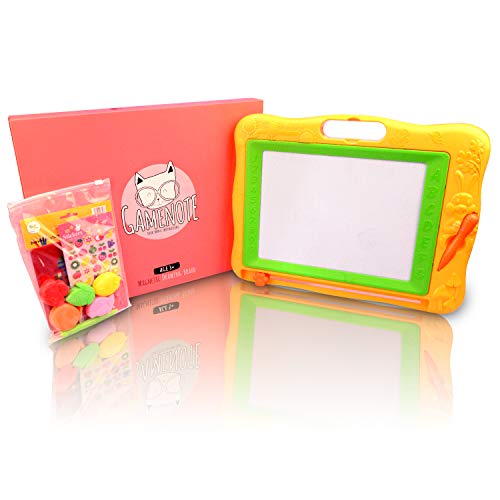 Gamenote Large Magnetic Drawing Board Education Doodle Toys for Kids, Colorful Erasable Magnet Writing Sketching Pad for Toddlers Learning (Yellow)