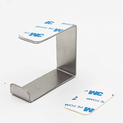 Stainless Steel Headphone Headset Stand, Under Desk Headset Headphone Hanger Holder Hook Stick On Headphone Hook – No Headphone (A)