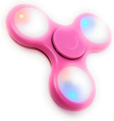 Tri Fidget Hand Spinner, Ultra Fast Bearings, Finger Toy, Great Gift (Pink LED Light)