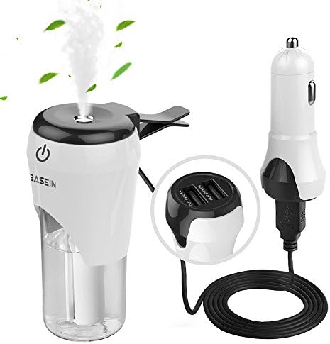 BRIDGOR Car Oil Diffuser Humidifier, BC20 Mini Car Air Humidifier USB Powered Air Purifier Freshener with Car Charger,White