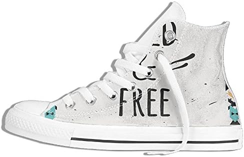 Ongyeyuan Abstract Geometric Frame Wild And Free Quote Boho Style Art Print High Top Classic Casual Canvas Fashion Shoes 40