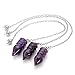 Top Plaza 4 Pcs Natural Amethyst Crystal Dowsing Point Pendants Divination Metaphysical Chakra Healing Balancing Pendulum