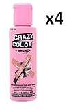 4 X Crazy Color Renbow Semi-Permanent Hair Colour Cream Dye 100ml Box of Four-Rose Gold