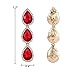EleQueen Women's Gold-tone Austrian Crystal Teardrop Pear Shape 2.4 Inch Long Clip-on Dangle Earrings Ruby Color