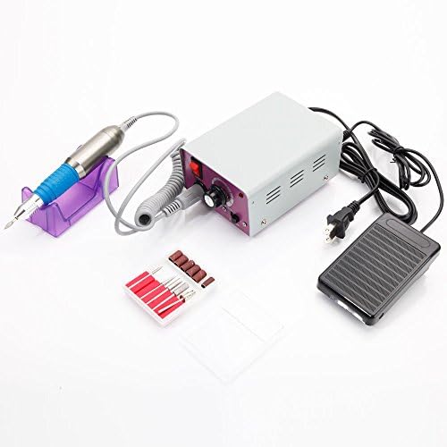 Professional Electric Nail Drill File Machine Tool Kit 25000RPM Manicure Pedicure Set With Bits US Plug (White)