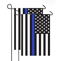 DANF 2 Pack Thin Blue Line American 12x18-Inch Garden Flag Made of Durable Polyester