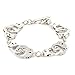 QSKS Silver Charm Handcuff Bracelet with Buckle for Men and Women,8.5''