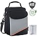 Elantrip Expandable Lunch Box with Ice Pack Dual Compartment Insulated Cooler Lunch Bag with Shoulder Strap for Kids Boys Men Women Adults, Black and Gray 10 CAN