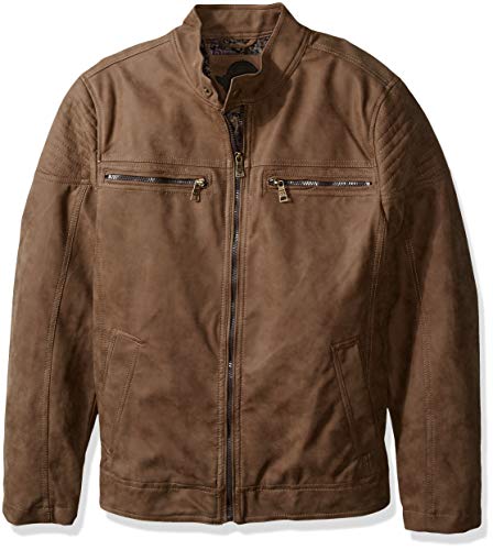 Urban Republic Mens Pu Suede Faux Leather Jacket, Brown, M