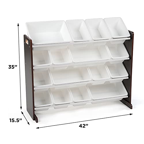 Humble Crew ExtraLarge Toy Organizer, 16 Storage Bins, Espresso/White