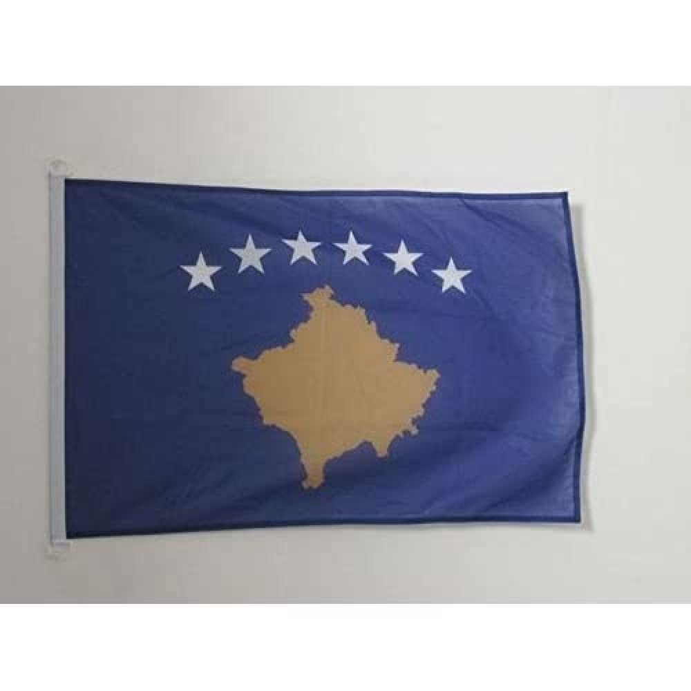 AZ FLAG - Kosovo Flag - 2x3 Ft - For Outdoor - Kosovar Banner Knitted Polyester with Two Plastic Rings - Fade Resistant - Vivid Colors - 2' x 3' Feet - 90x60 Cm