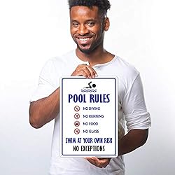 Pool Rules Sign, No Diving No Running No Food No