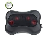 Zyllion Shiatsu Back Neck Massager - Rechargeable Kneading Massage Pillow with Heat for Shoulders