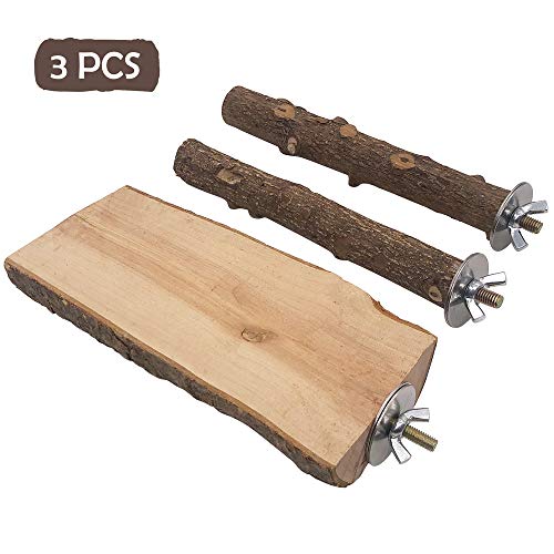 LiMio Bird Perch Parakeet Toys Parrot Stand 3PCS Natural Wood Platform Conure Cage Accessories