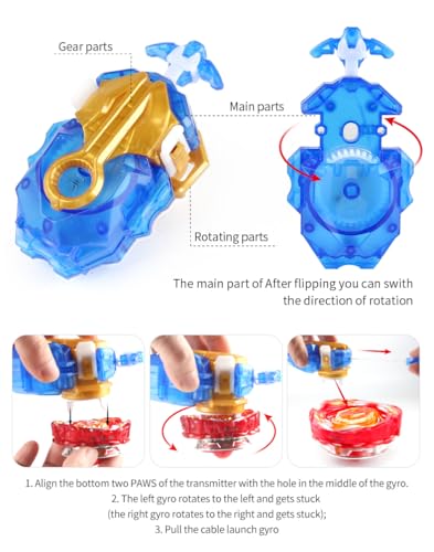 Battling Top Set, Burst Gyro Toys 12 Spinning Tops 3 Launchers Combat Battling Game with Portable Storage Box Gift for Kids Children Boys 648