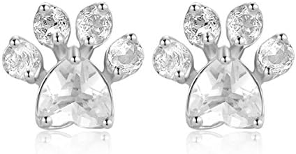 Women's Sterling Silver Crystal Cat Paw Adjustable Ring Necklace Stud Earrings Bracelet Rose Gold/Silver