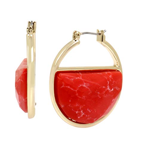 Pendientes de aro geométricos con piedras de Kenneth Cole, 306127GLD810, CORAL