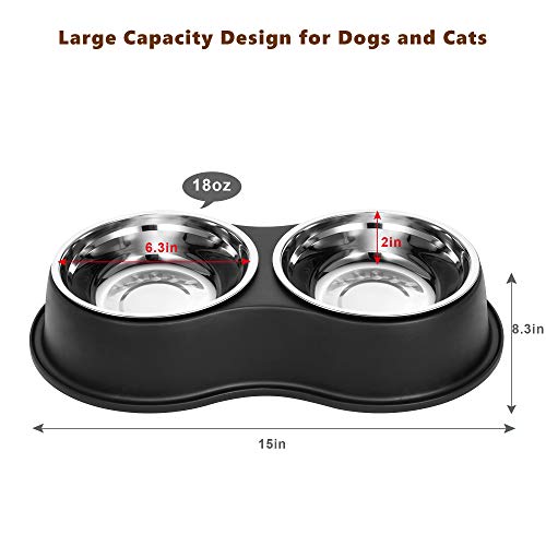 Dog Bowls Double Dog Water and Food Bowls Stainless Steel Bowls with Non-Slip Resin Station, Pet Feeder Bowls for Puppy… - Image 3