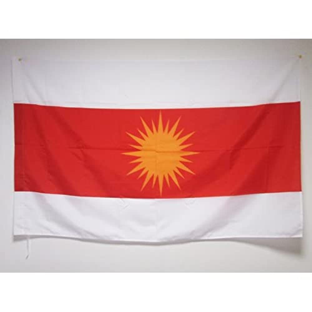 AZ FLAG - Yazidism new Flag - 2x3 Ft - Yazidis Banner with Sleeve - 100% Polyester - Fade Resistant - Vivid Colors - 2' x 3' Feet - 90x60 Cm