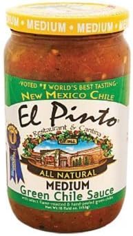 El Pinto Salsa Sauce 16oz Jar (Pack of 3) Choose Flavor Below (Green Chile Sauce - Medium) by El Pinto