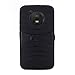 MOTO E4 Case, NOKEA Kickstand Shell & Holster Dual Layer High Impact Defender Case Heavy Duty Non-slip Shockproof Case Cover for Motorola MOTO E4 (MOTO E 4th Gen) (Black)