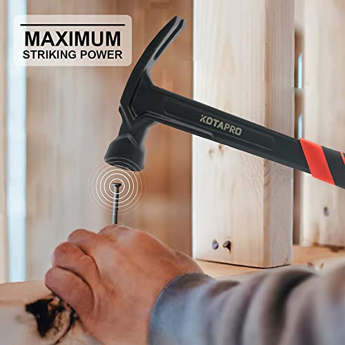 KOTAPRO Framing Hammer 16OZ, Permanent HeadtoHandle Epoxy Bond