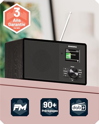 OAKCASTLE IR200 Mini WiFi Internet Radio, Dab+ & FM Radio, Bluetooth 5.3 | DAB Plus Radio, 90+ Presets | Headphones & AUX Connectivity | Podcasts | Remote Control, Equalizer, Light Weight