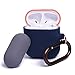 elago Duo Hang Case Compatible with Apple AirPods Case 1 & 2, Carabiner Included, Supports Wireless Charging, 2 Color Caps + 1Body [Peach, Grey + Jean Indigo]
