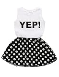 Arshiner Toddler Baby Kids Girls Summer 2PCS Sets Outfits Sleeveless Shirt/ Vest Tops + Dots Skirt