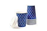 Disposable Insulated Paper Coffee Cups - Quantity 100 cups per pack-12 oz. Cups & Lids - Stylish and Elegant! Perfect For On-The-Go Hot or Cold Beverages. Best Quality and FDA Certified.