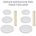 Cake Boards and Wooden Dowels, Set of 6 Cardboards Cake Circle Bases, 6,8, and 10 inch, 2 of Each Size, with 16 Dowels - Supplies for Two 3 Tier Cakes