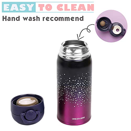 EsOfficce Water Bottle Thermoses,Stainless Steel Vacuum Insulated Keep Hot Cold Thermal Flask,Leak Proof BPA Free Thermal Cups for Kids Adult Office School Indoor Outdoor,12oz,Starry Gradient Red - Thumbnail 2