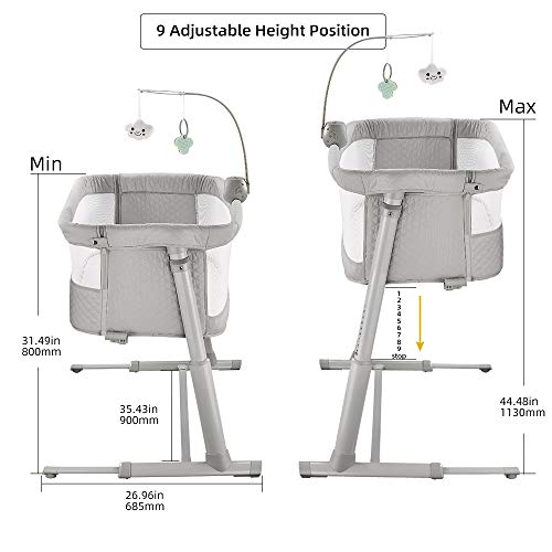 Baby Bassinet,RONBEI Bedside Sleeper Baby Bed Cribs,Baby Bed to Bed, Newborn Baby Crib,Adjustable Portable Bed for Infant/Baby Boy/Baby Girl (Bassinet)