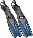 ScubaPro Jet Sport Fins, Scuba Pro Diving Fin, Black Blue - Large (9-12)