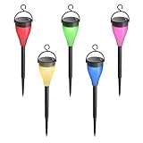 Solar Lights Outdoor Landscape Lamp for Pathway,Path,Garden,Lawn,Courtyard,Corridor,Patio,Porch with Smarthing 7 Colors/4 Mode/3 Placed Way(Wireless,Waterproof,5 Pack)
