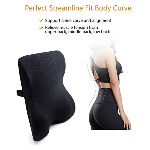 Dreamer Car Supportive Memory Foam Full Back Cushion Car Back Support for Office Chair, Chair Cushion with 3D Mesh Cover Balanced Softness Designed to Relieve Sciatica Pain,Black