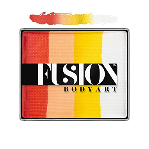 FUSION BODY ART Face Paint Pro Quality Professional Water Based Paint Rainbow Cake - Glowing Tiger by Jest Paint 50gr | Hypoallergenic Safe & Non-Toxic | Easy to Paint and Wash Off