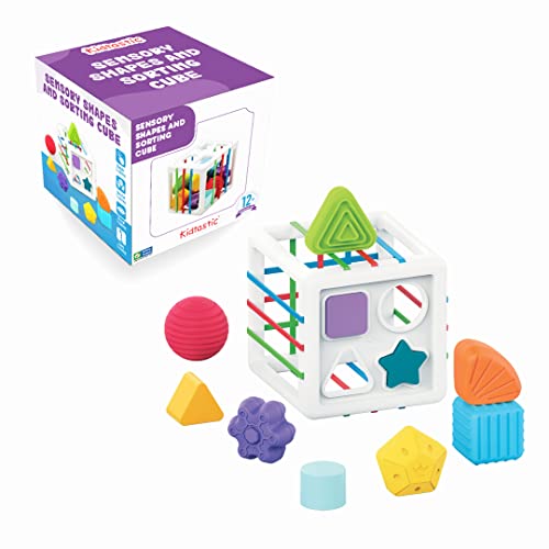 Kidtastic Sensory Shapes Sorting Play Cube Toy for Babies, Baby Activity Cube Toy, Developmental