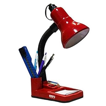 ESN 999 Flexible Red Electric Table Lamp with Attached Pen Stand for Office and Study (Red)