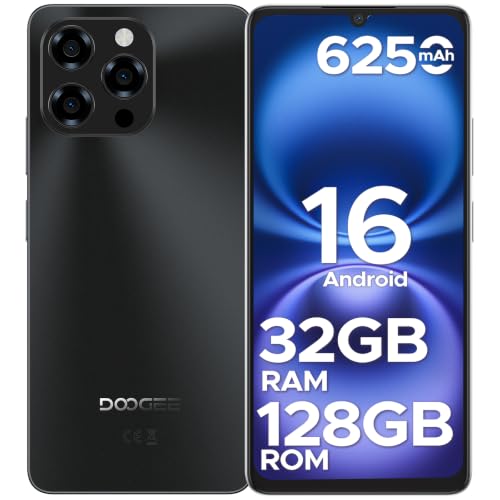 DOOGEESmart Note 58 Mobile Phones Android 16 Smartphone, 6.75" HD+ 90Hz Display, 6250mAh Android Phones, 32GB(8GB RAM)+128GB+2TB SIM Free Mobile Phone, Face ID, Widevine L1, 5G WiFi/Dual SIM/NFC/OTG