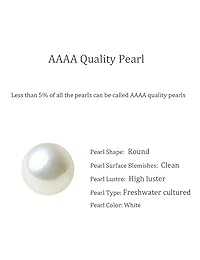 AAAA Quality Single White Round Freshwater Cultured Pearl Sterling Silver Necklace 17.5 inch