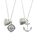 IDLAN 2 Anchor and Compass You are Always in My Heart Necklace or Keychains Best Friends BFF Sisters Couples (Necklace)