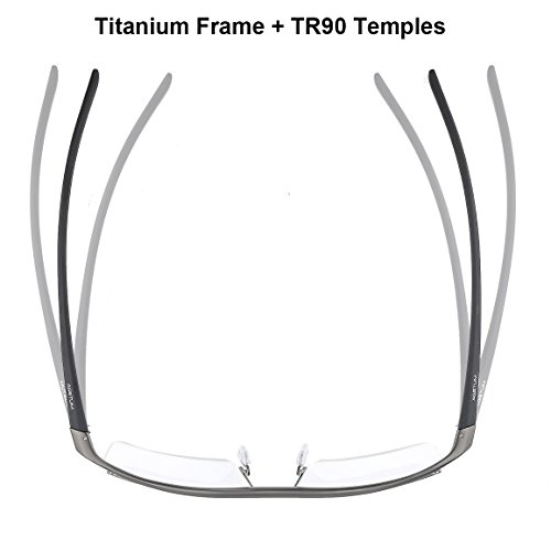 Agstum Pure Titanium Half Rimless Business Glasses Frame Optical Eyeglasses Clear Lens (Gunmetal)