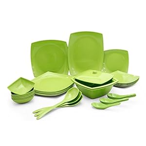 Melamine Czar New Square Dinner Set 32 PIC-GREEN