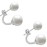 ANDI ROSE Fashion Jewelry 925 Sterling Silver Double Pearl Hoop Stud Earrings for Women Girls