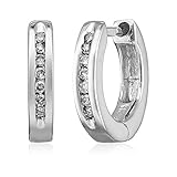 Sterling Silver Channel-Set Diamond Huggie Hoop Earrings (1/10 cttw, I-J Color, I2-I3 Clarity)
