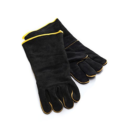 GrillPro 00528 Black Leather BBQ Gloves