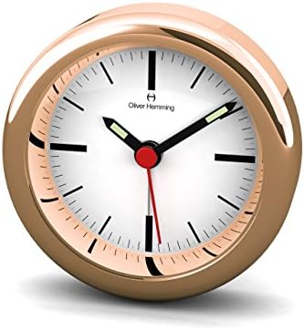 Desire Mini Collection Rose Gold Alarm Clock on White with Minute Line Dial