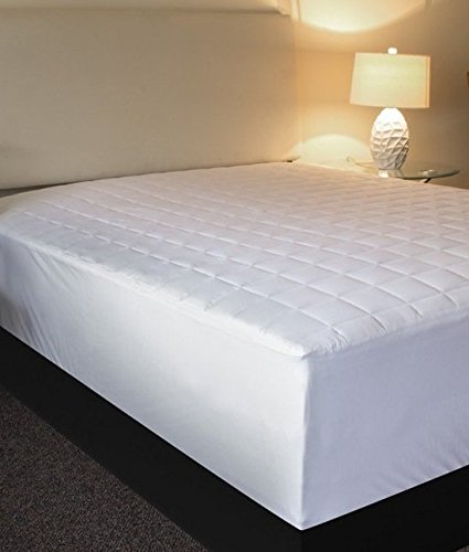 Quilted Fitted Mattress Pad (Queen) Hypoallergenic, Mattress Topper, Stretches up to 18 Inches Deep, by Assure Sleep Collection