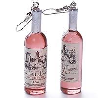 MOONQING Creative Wine Bottle Pendant Earrings Cute Style Earrings Cartoon Pendant Earrings,Brown